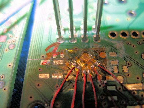 Pressing in contacts in the production of circuit boards and electronic assemblies.