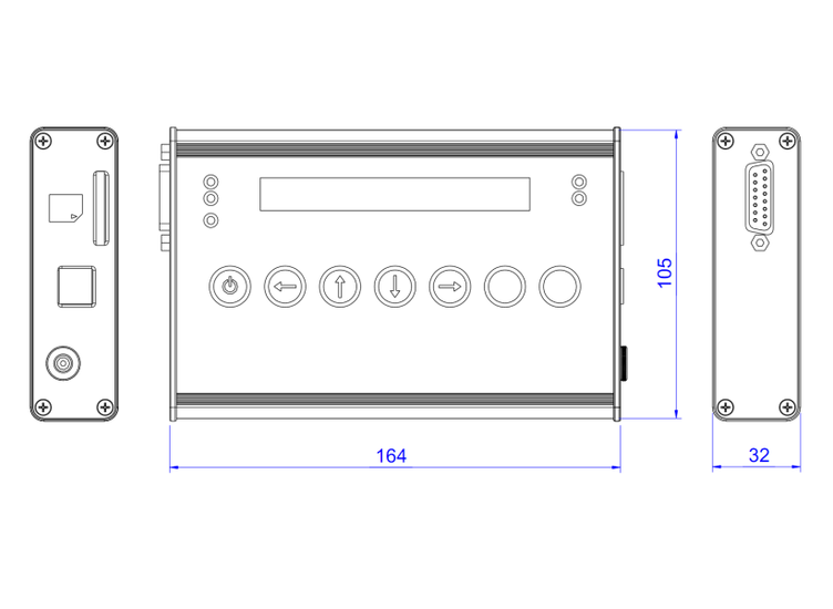 Mobile datalogger with display; aluminium housing with keypad, SD-card slot, USB-Port, 0 Hz ...3750 Hz measurements