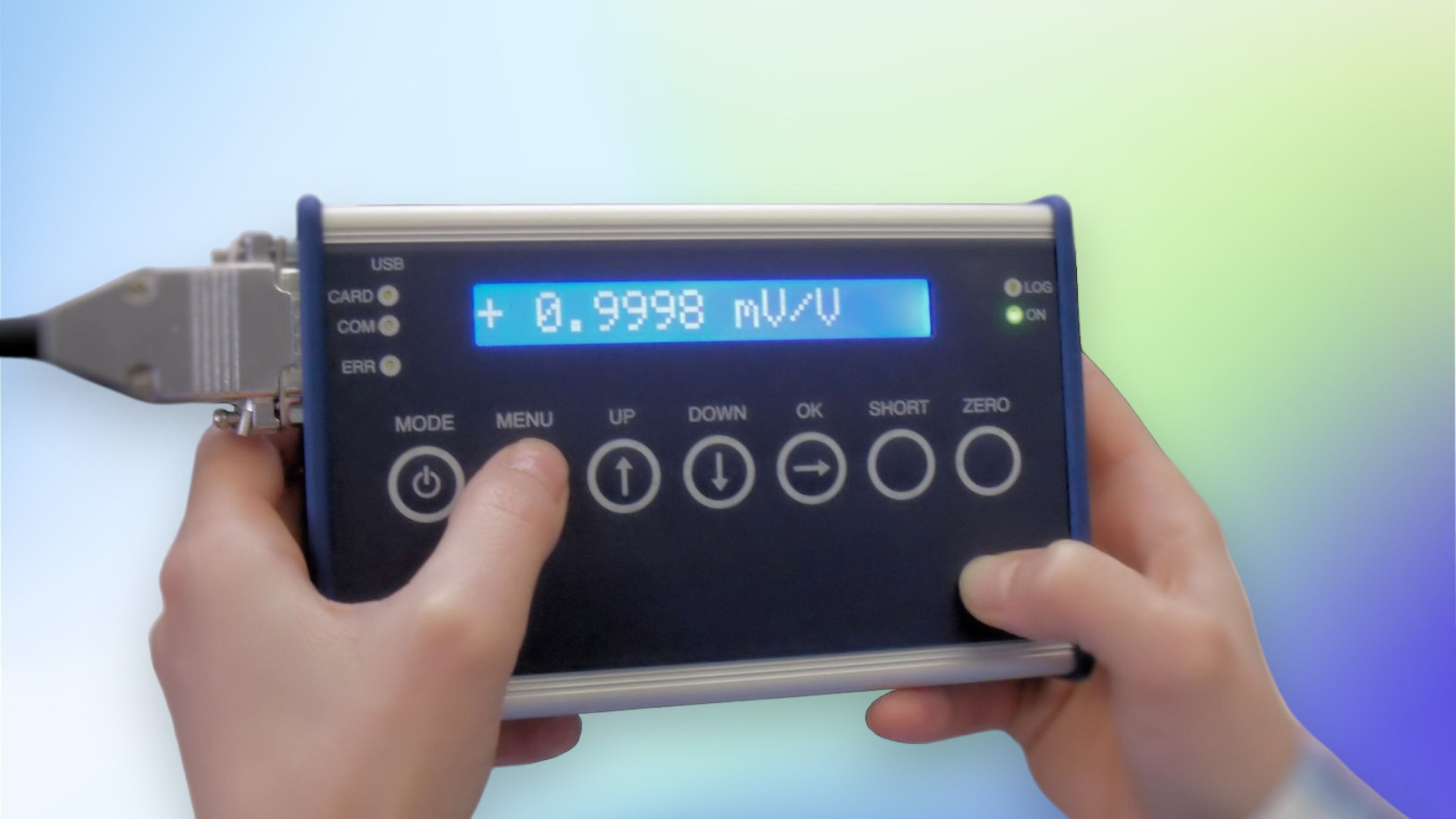 Mobile datalogger with display; aluminium housing with keypad, SD-card slot, USB-Port, 0 Hz ...3750 Hz measurements