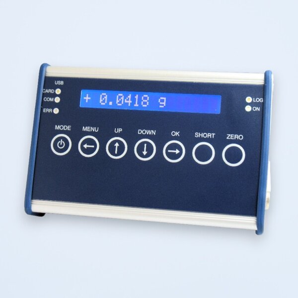 Datenlogger mit Display und SD-Kartenslot für Sensoren mit Dehnungsmessstreifen