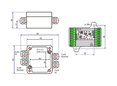 Measuring Amplifier with CAN bus interface in aluminum housing (IP66) for sensors with strain gauges. Cutoff frequency of 1250 Hz, input sensitivity 2 mV / V.