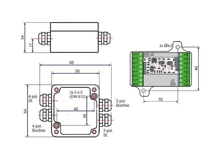 Measuring Amplifier with CAN bus interface in aluminum housing (IP66) for sensors with strain gauges. Cutoff frequency of 1250 Hz, input sensitivity 2 mV / V.
