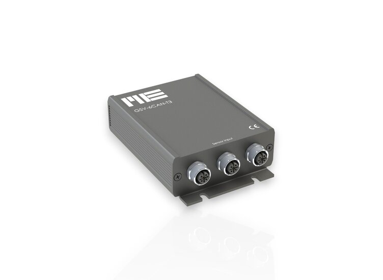 3-channel strain gauge measuring amplifier with CANbus and three M12 sockets for connecting sensors with strain gauges