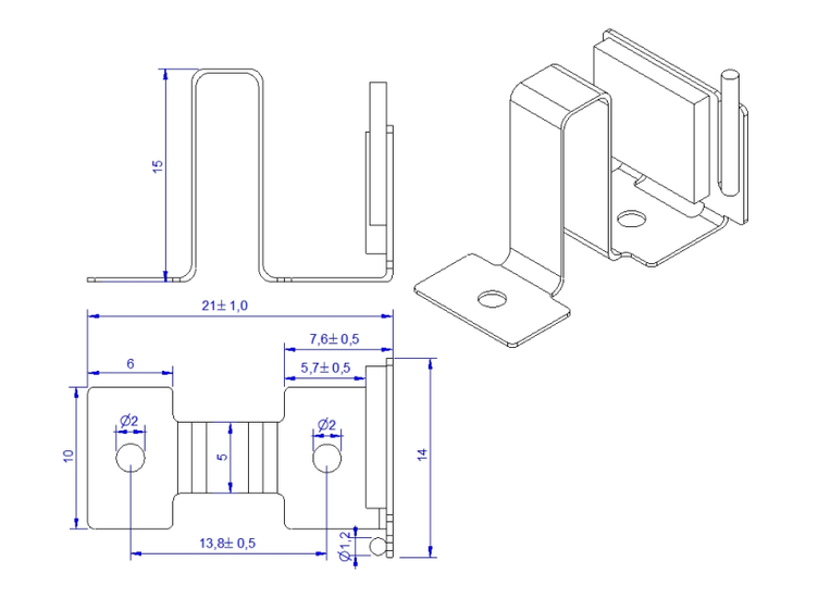 Crack propagation sensor, ultraminiature, 0,5mm, 21mm x 14mm x 15mm, 3m PVC cable; Ø 2,2mm