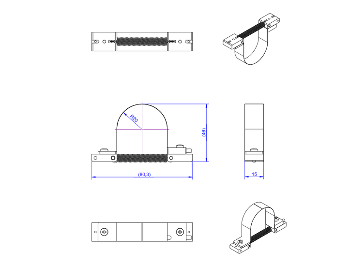 Crack sensor, 5mm, accurcy class 1, 70mm x 40mm x 15mm, 3m connection cable