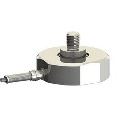 Force sensor for tensile force and compressive force with the measuring ranges 2 kN ... 10 kN, dimensions ø65mm x 35mm, 3m connection cable / M12 circular connector