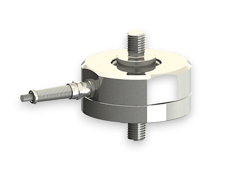 Force sensor for tensile force and compressive force with the measuring ranges 10 kN ... 50 , dimensions ø90mm x 50mm, 3m connection cable / M12 circular connector