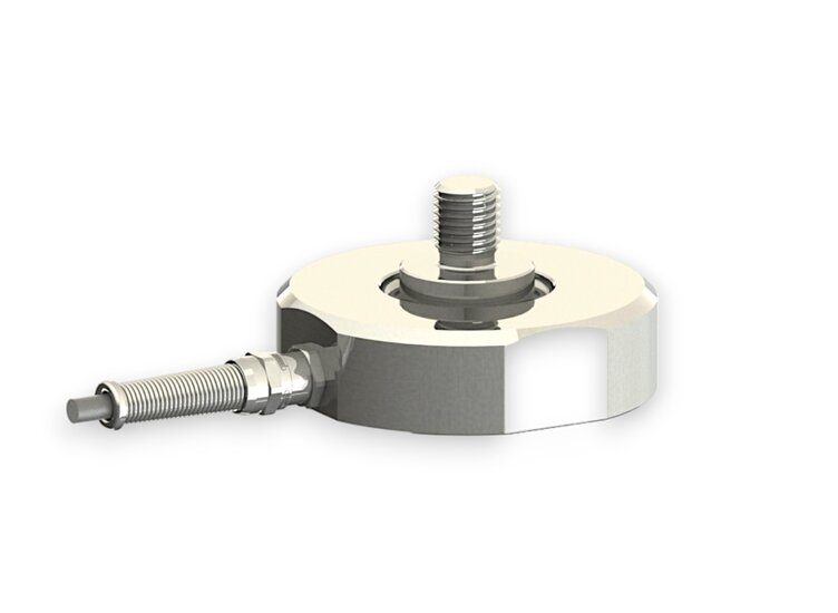 Force sensor for tensile force and compressive force with the measuring ranges 10 kN ... 50 , dimensions ø90mm x 50mm, 3m connection cable / M12 circular connector