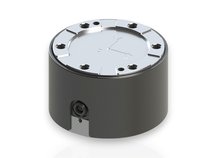6-axis force- torque sensor with measuring range of 10kN/1kNm to 50kN/5kNm in the dimensions of Ø175mm x 110mm. 6D Force sensor made in Germany order now directly at the manufacturer!