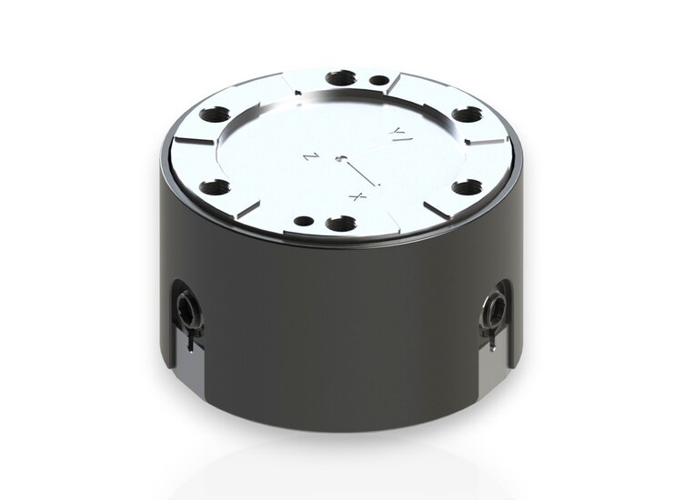 6-axis force- torque sensor with measuring range of 10kN/1kNm to 50kN/5kNm in the dimensions of Ø175mm x 110mm. 6D Force sensor made in Germany order now directly at the manufacturer!